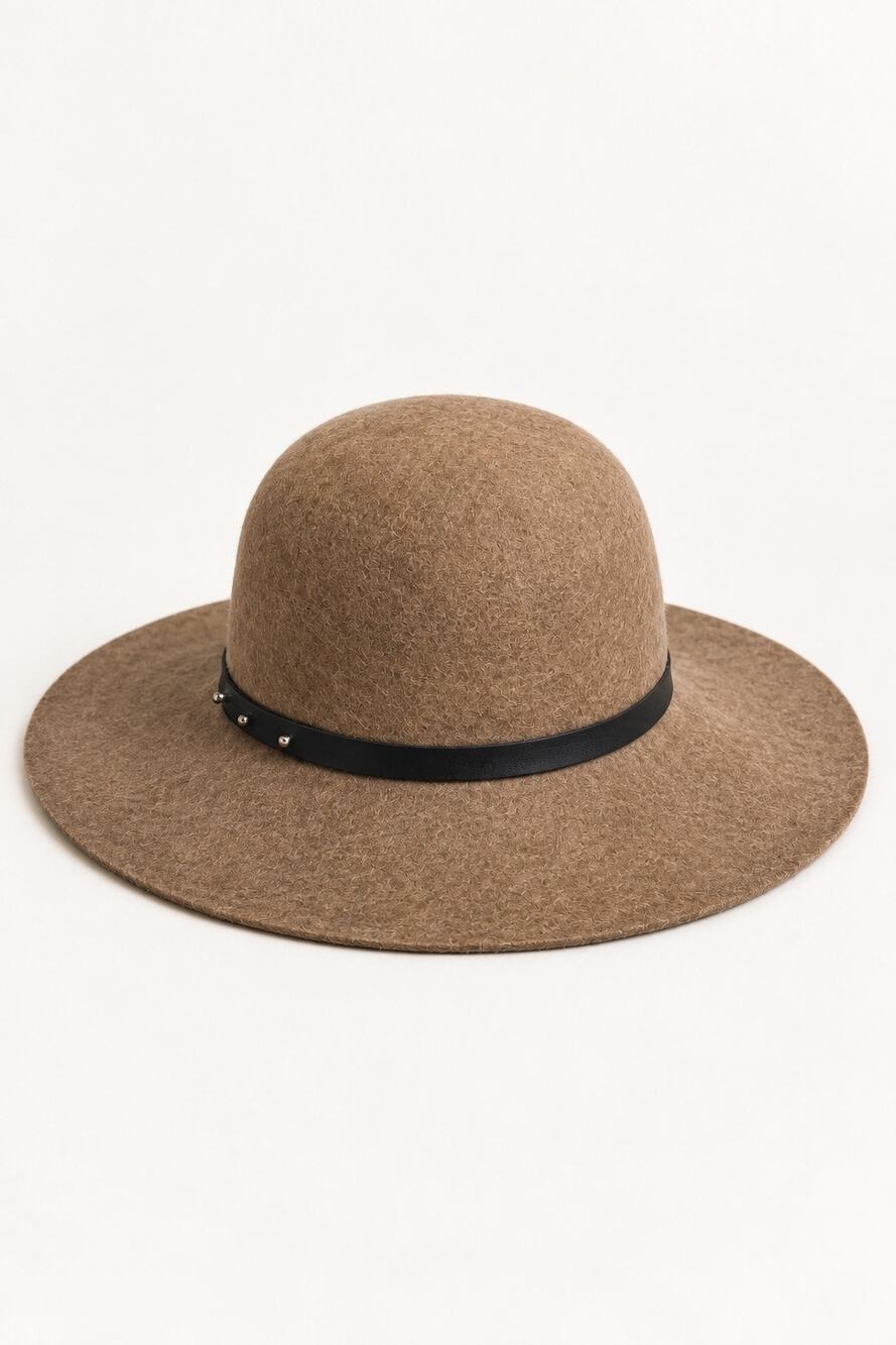 Halogen 100% Wool Wide Brim Hat – Camel Brown | One Size